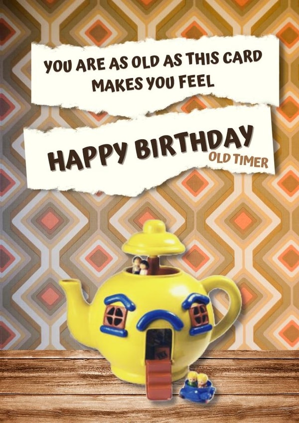80s Teapot Birthday Card, Old Timer funny retro created by Ellie & Co