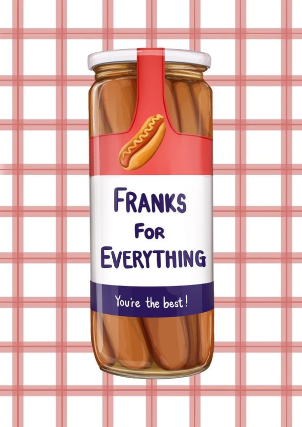 Thanks for everything - a hot dog themed thank you card! created by Katie Tinkler illustration