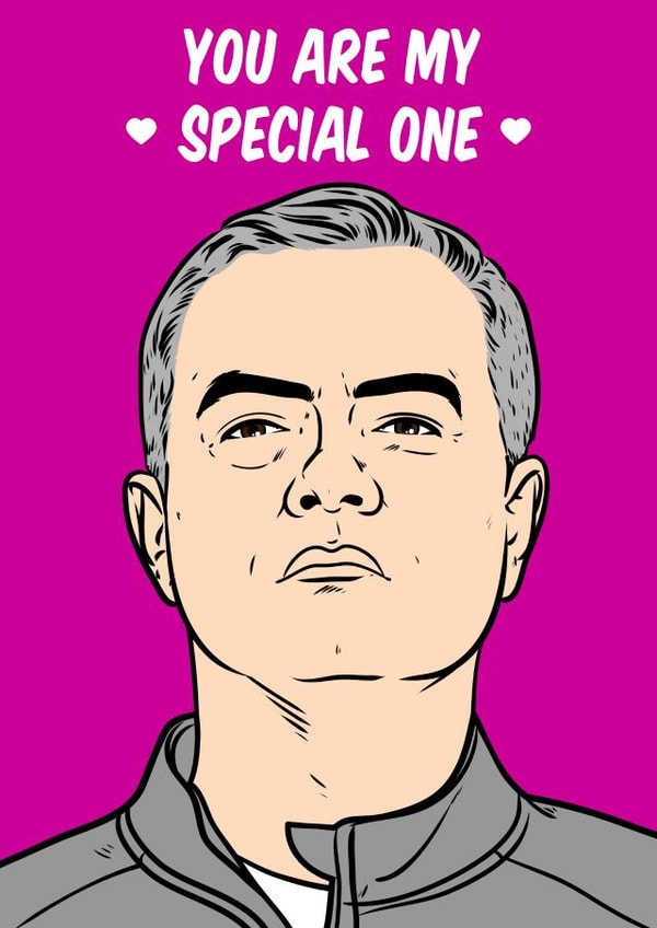 José Mourinho, Portuguese manager valentines greeting card created by Graham Sanders