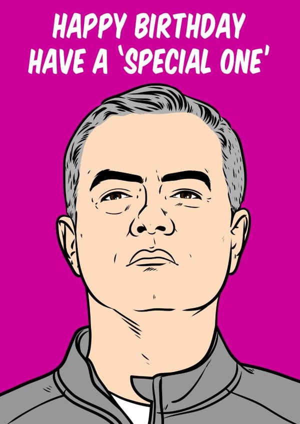 José Mourinho, football manager birthday greeting card created by Graham Sanders