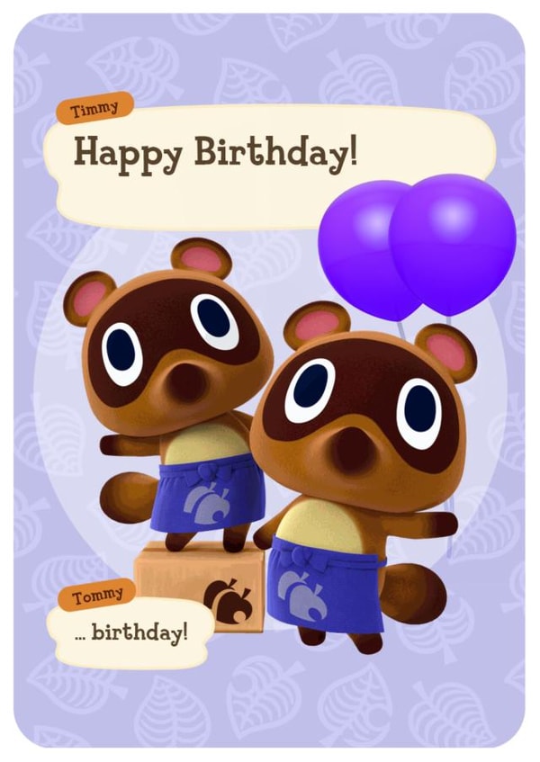 Timmy & Tommy Happy Birthday Animal Crossing ACNH Tom Nook 1001 created by Dut