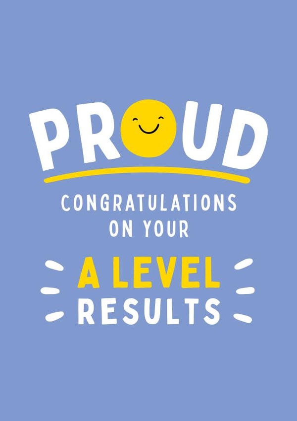 Proud A Level Exam Results Card created by Fliss Muir