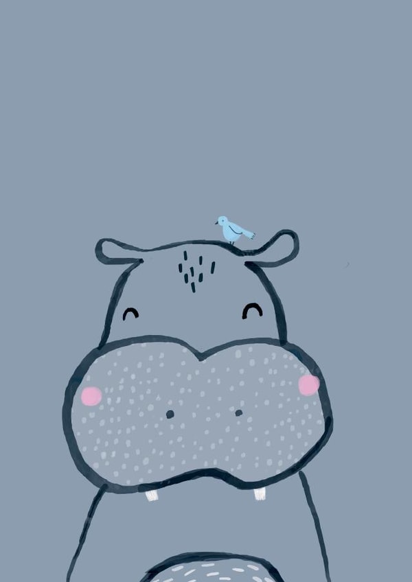 Cute Hippo Inky Line Drawing Kids Open Send created by Laura Pantony