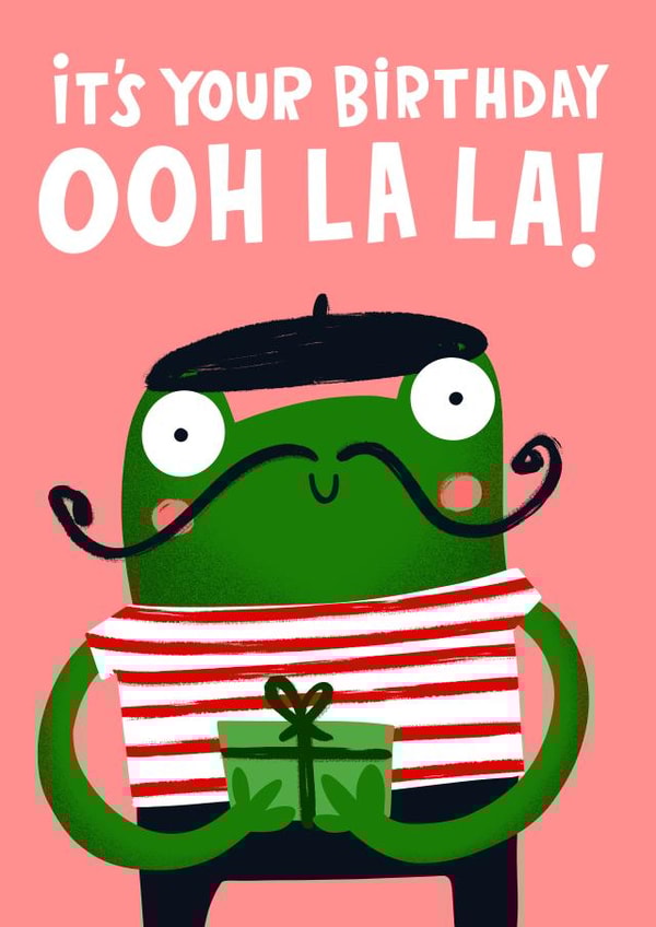 Funny ‘Ooh La La’ French Frog Birthday Card created by Lucy Maggie Designs