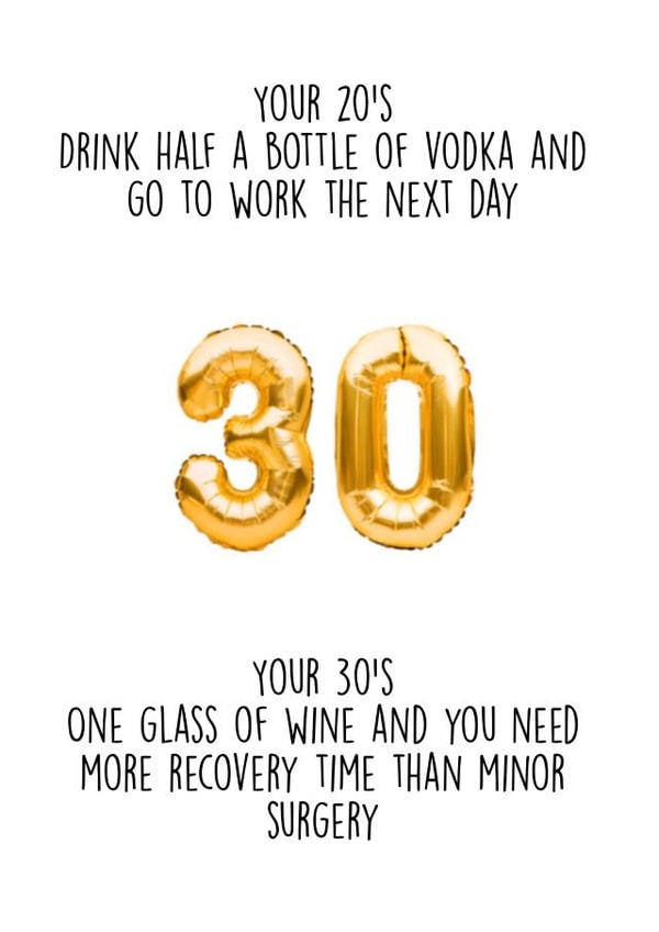 Funny 30th birthday card for friends sister brother.  created by Akeechi Design