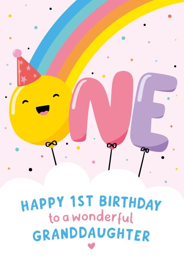 Rainbow 1st Birthday Card Granddaughter created by Macie Dot Doodles