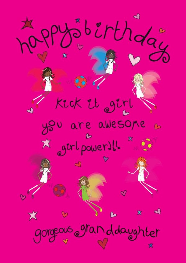 Happy Birthday Granddaughter Girl Power Football Fairies created by The Girl Power Fairies