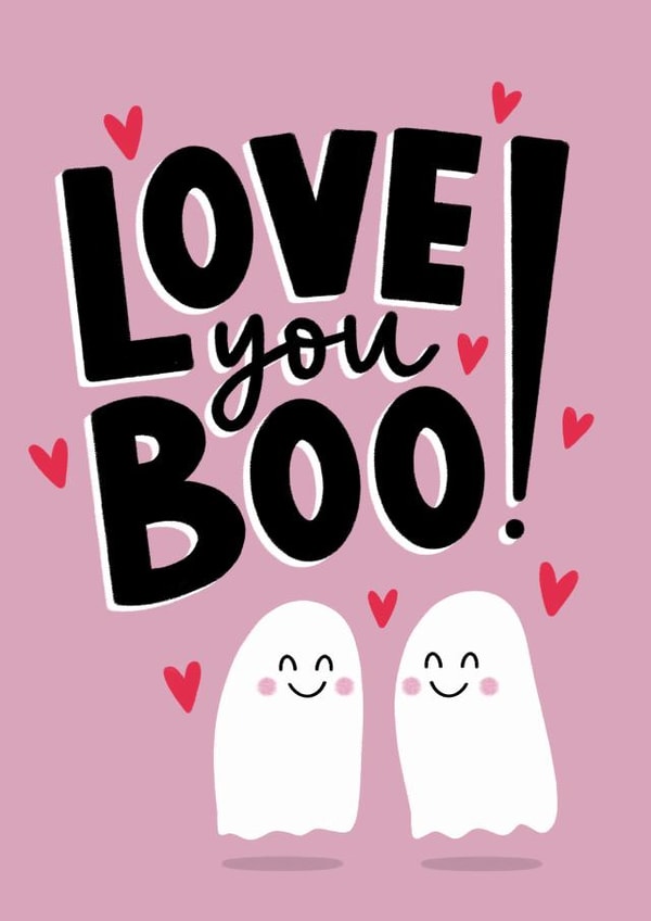 Cute Anniversary Card - Halloween Ghosts - Love You Boo created by Ria Hope Design
