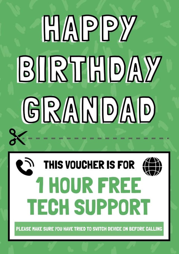 Funny Grandad Tech Support Birthday Card created by AbiGoLucky