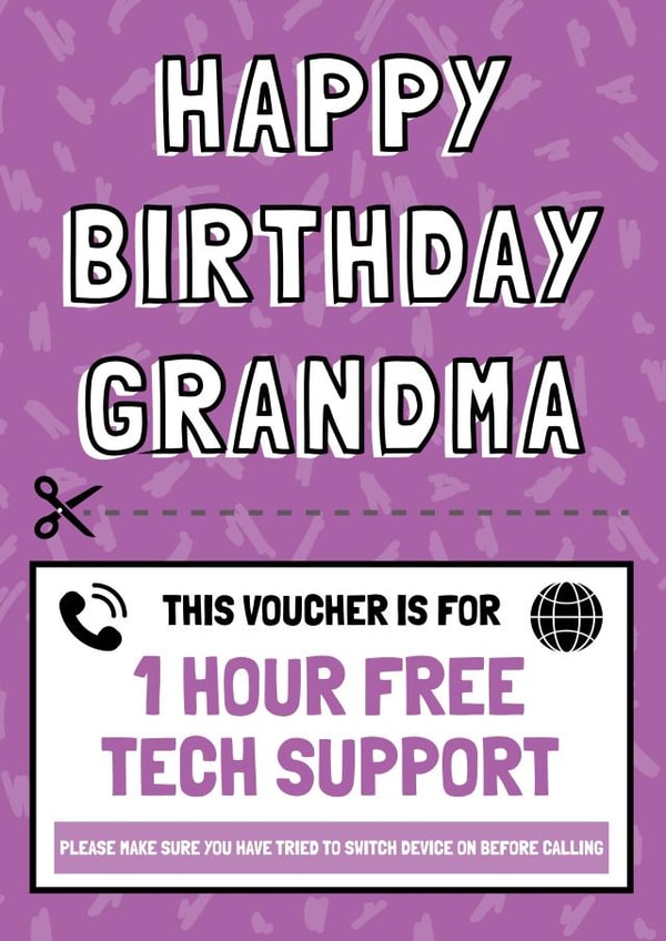 Funny Grandma Tech Support Birthday Card created by AbiGoLucky