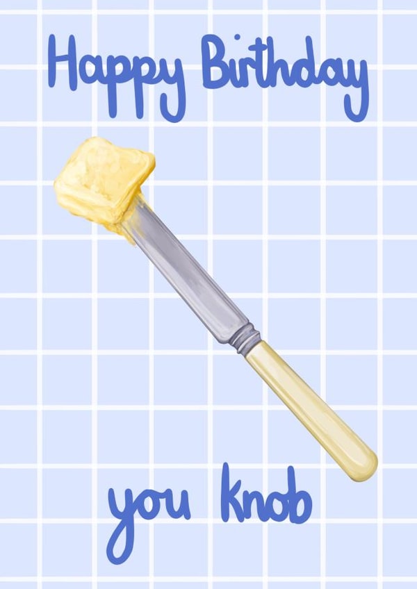 Knob of butter themed birthday design created by Katie Tinkler illustration