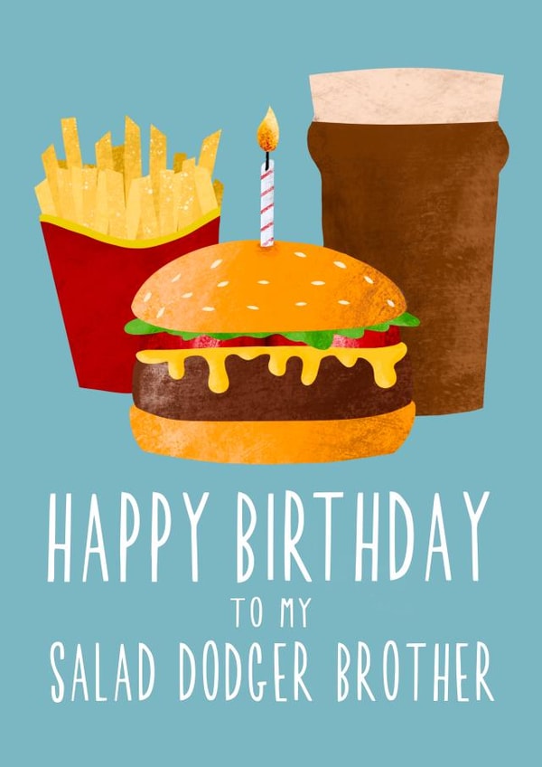 Funny takeaway brother birthday card created by Running with Scissors