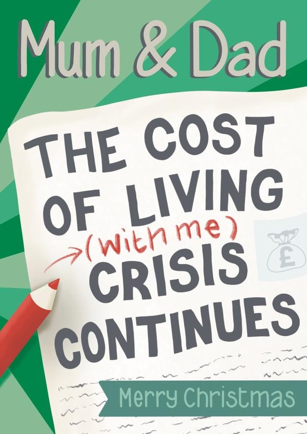 Funny Cost Of Living Christmas Card for Mum and Dad created by Presents Felt