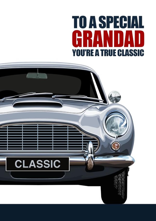 DB5 SPECIAL GRANDAD CLASSIC CAR Greetings Card created by RetroMotion Artwork