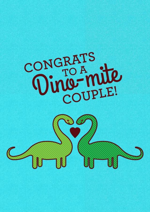 Dino-mite Couple Wedding or Engagement Card created by Tiny Bee Cards