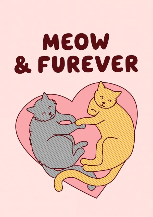 Meow & Furever Cat Love Card created by Tiny Bee Cards