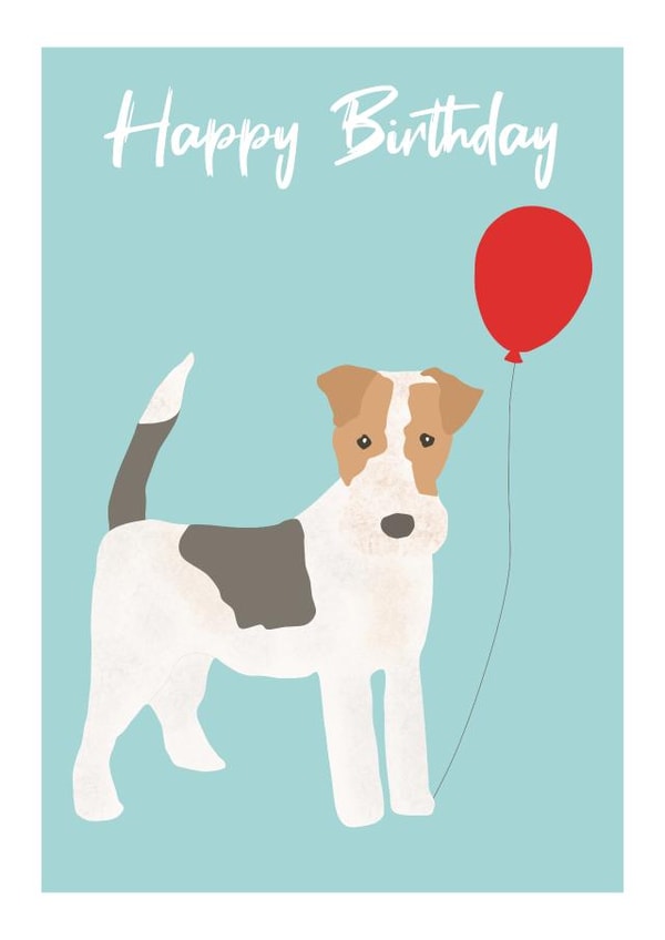 Wire Fox Terrier Balloon Birthday Card created by Amy Walton