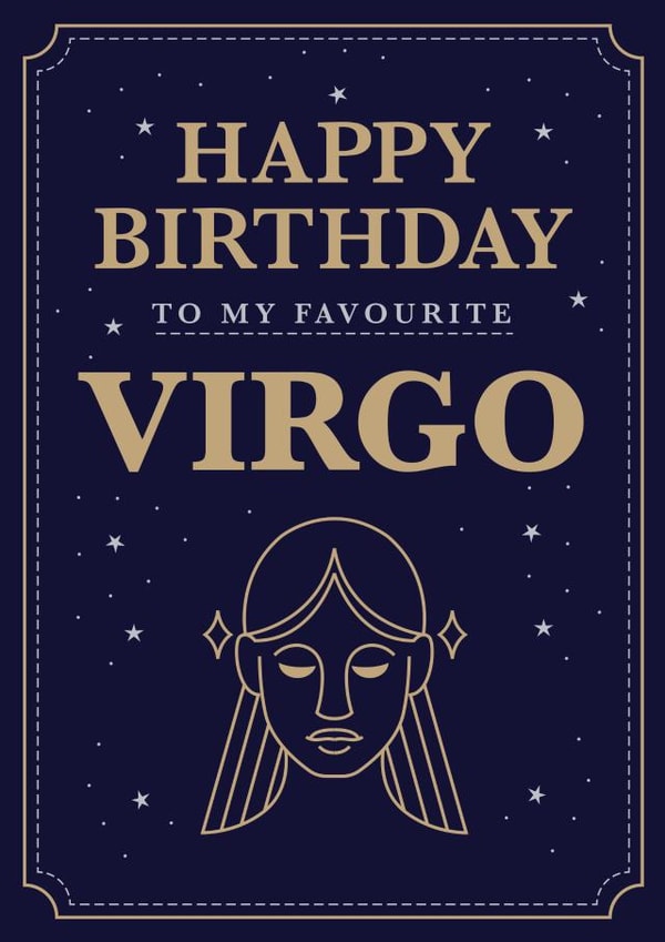 vintage illustrated virgo zodiac star sign birthday card for friend created by Hello Fridays Studio