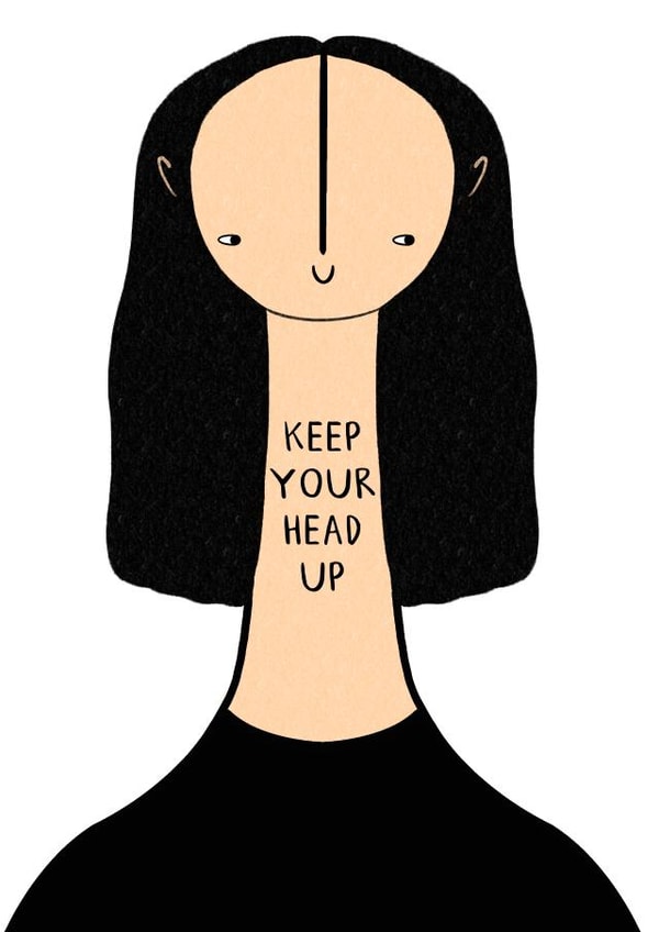 Keep Your Head Up positivity card created by edenwtrs (Illustrations by Eden Waters)