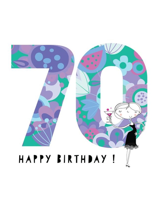 Super pretty 70th birthday card for an elegant lady created by Pink Pig