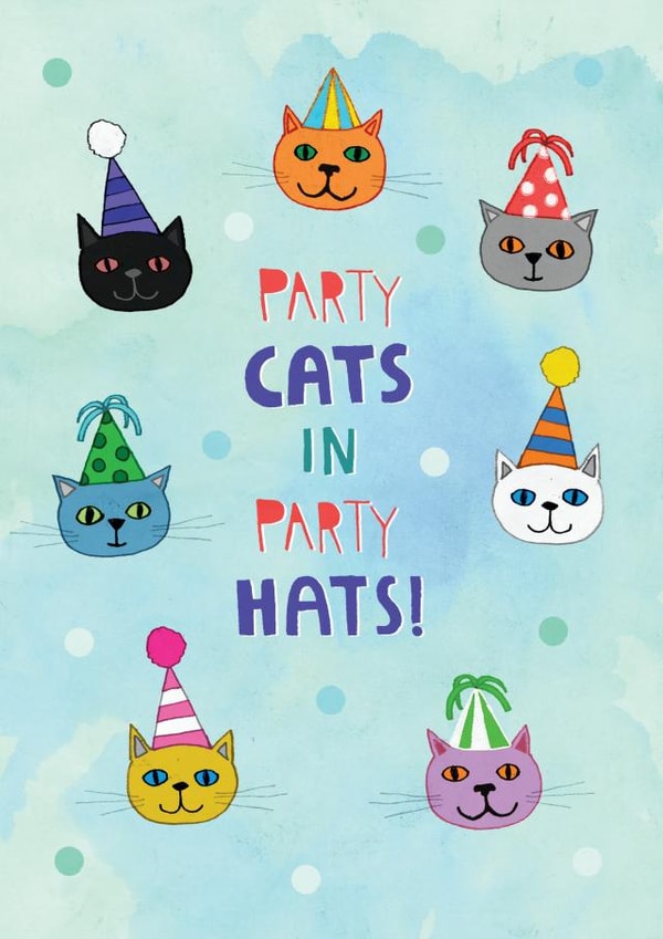 Party cats in party hats! Birthday card created by Pencilface