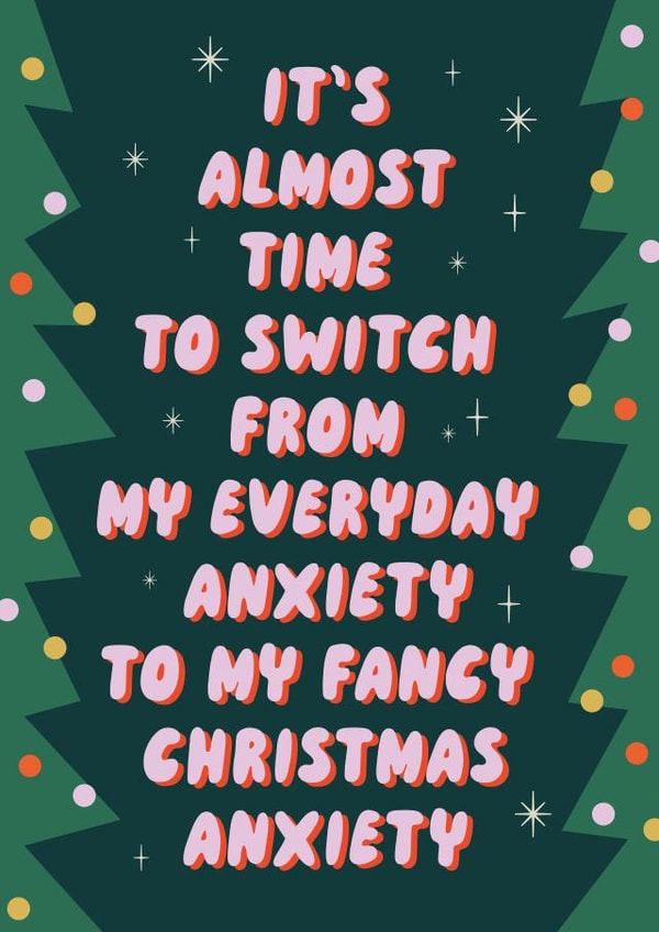 Christmas Anxiety Funny Holidays Card created by Betiobca