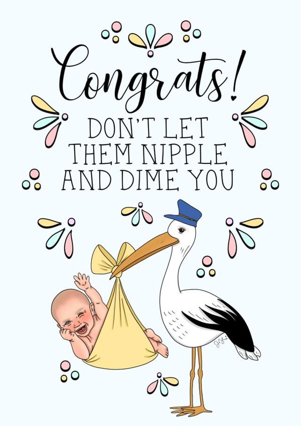 New Baby Nipple and Dime Humor Congratulations on Pregnancy created by Jessica Rigsbee: My Depiction Addiction