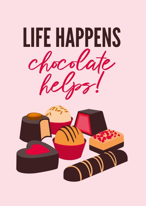 Chocolate Helps - Mental Health Card created by Diva Doodle Designs
