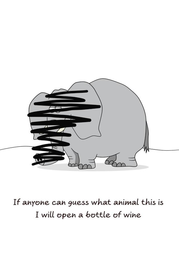 Funny Birthday Card - Cute Elephant Wine Quiz - Mum Dad Friends - Humour created by Swizzoo