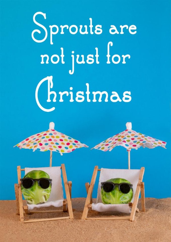 A funny Christmas card with Brussel Sprouts created by Bond Photography Creations