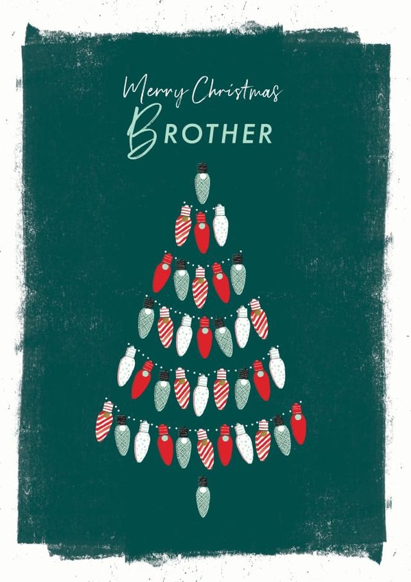 Brother tree lights Christmas card created by Rebecca Prinn
