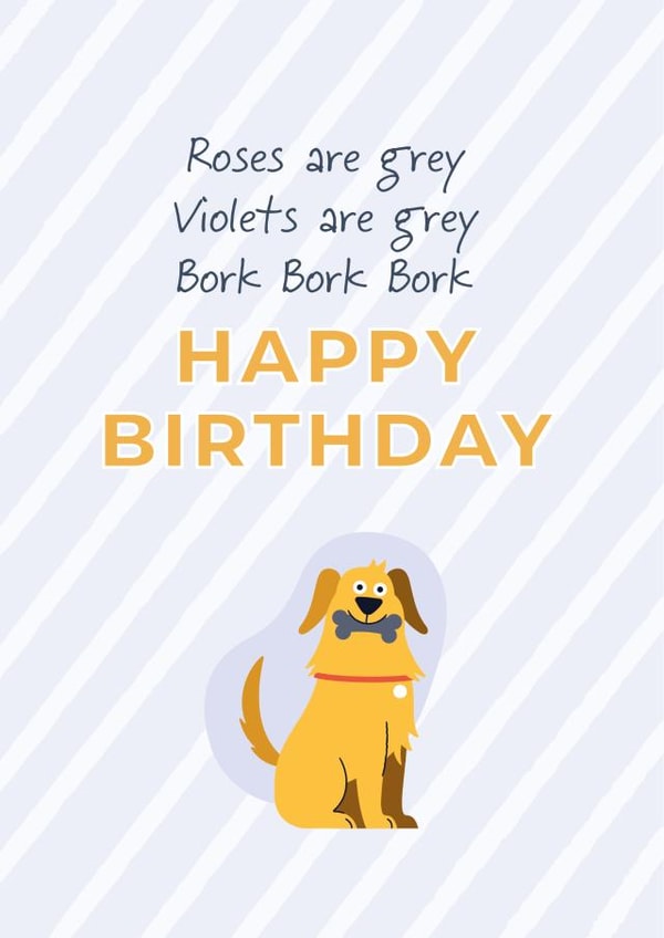 Roses are grey poem funny dog birthday card created by tails.com