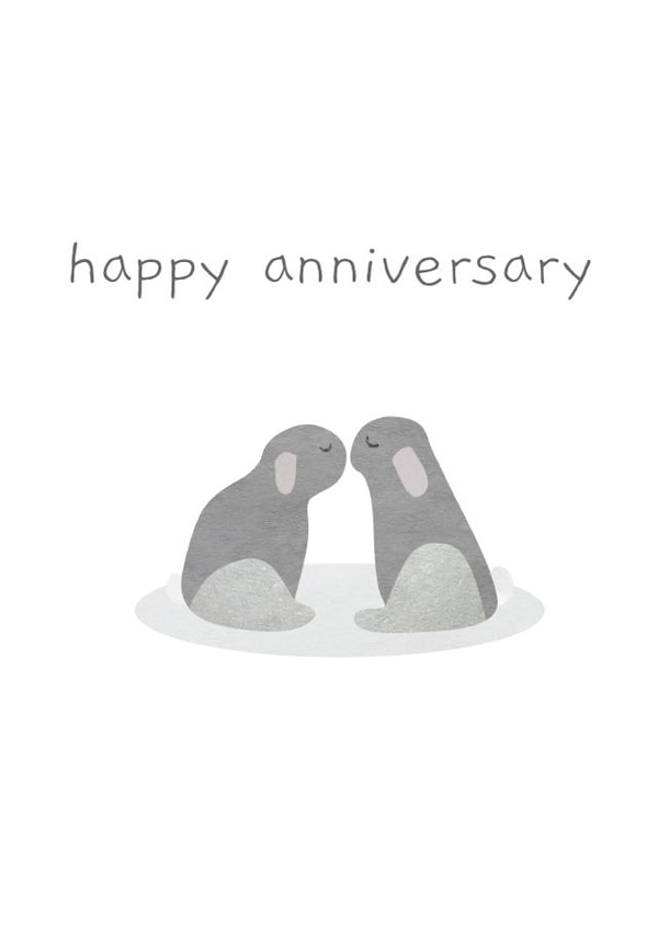 Cute rabbit happy anniversary card created by Pooch Inspired