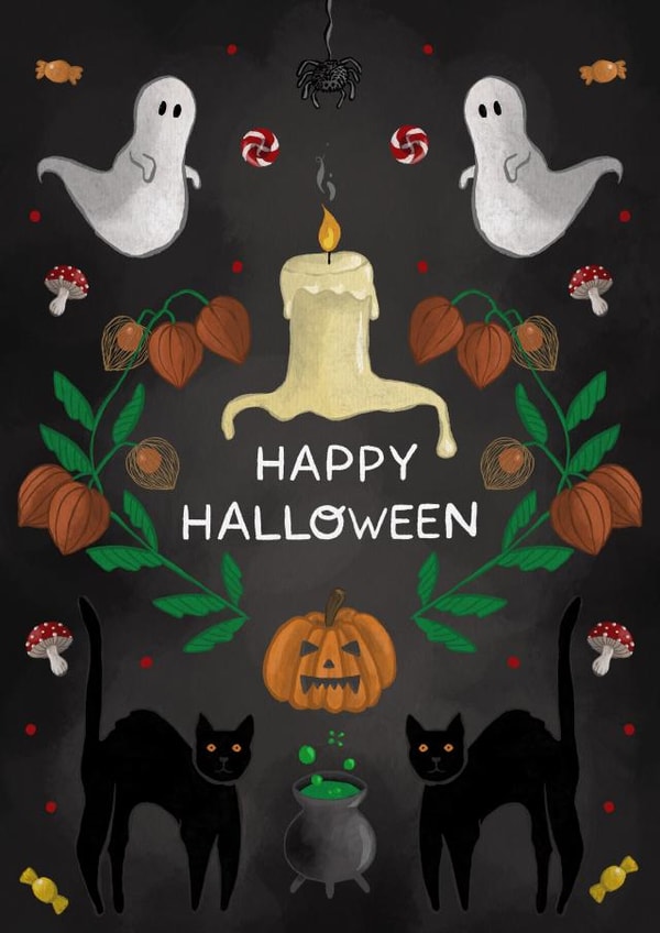Spooky happy Halloween card created by Art by Reebee