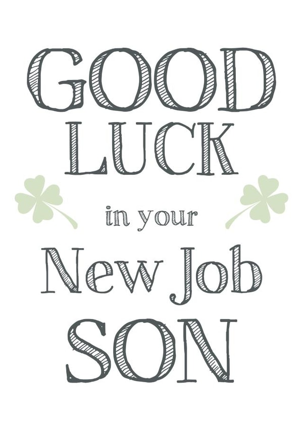 Good luck in your new job Son from parents, mum or dad card created by Hello Fridays Studio