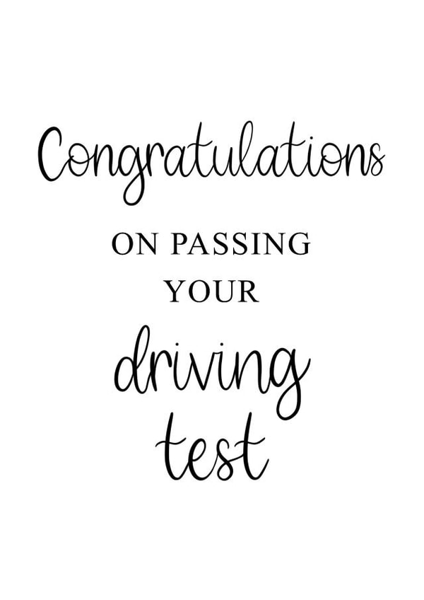 Congratulations On Passing Your Driving Test Card created by Kalm Lettering
