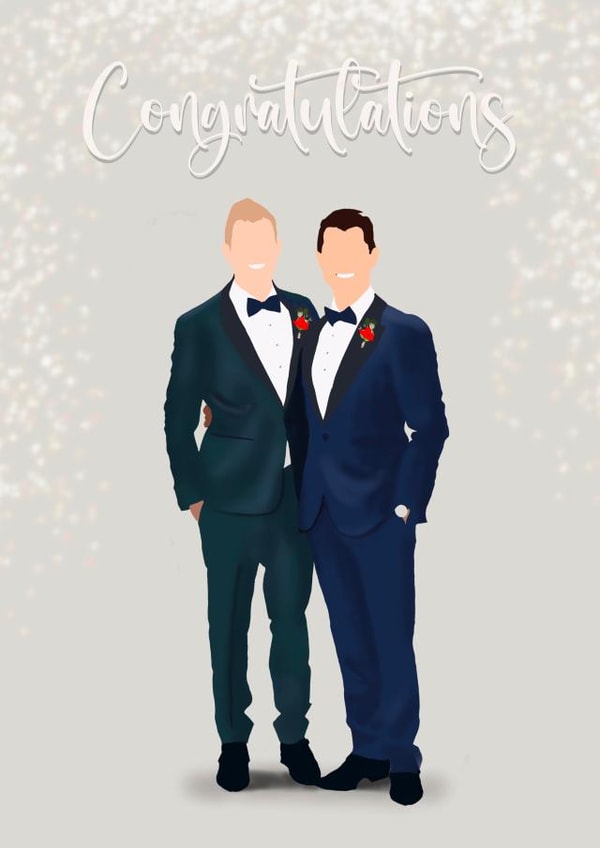 Congratulations Card - Mr & Mr - Gay - love wins - love is love created by Yamaste Art