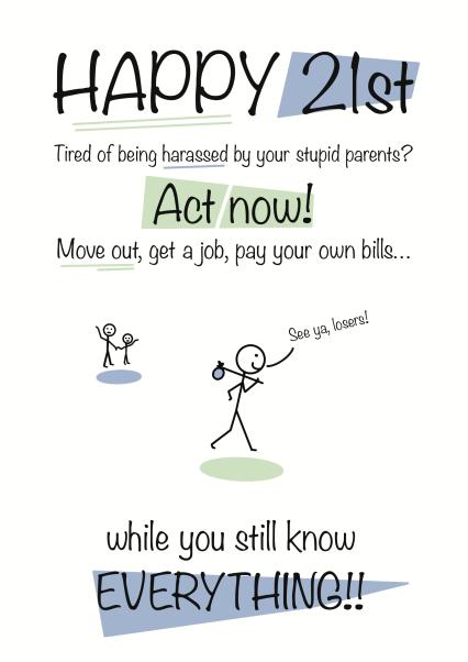 funny 21st son card card