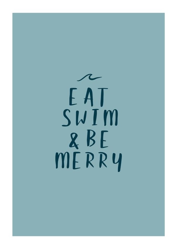 Eat, Swim & Be Merry Christmas Card for wild cold water Swimmer created by Lu Cornish 