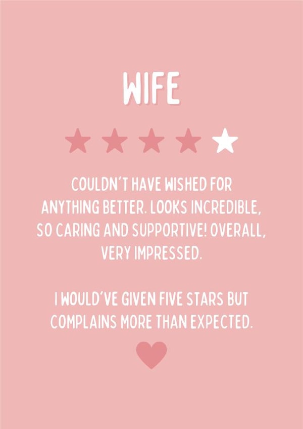 Wife Review Birthday Card created by Blush Boulevard