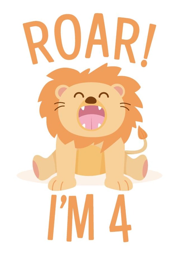 Lion 4 Year old Birthday Card created by Paul Stevens