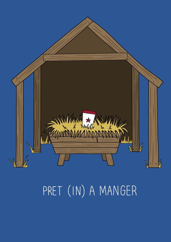 Funny Christmas Card Pret (in) a Manger created by Pen and Puns 