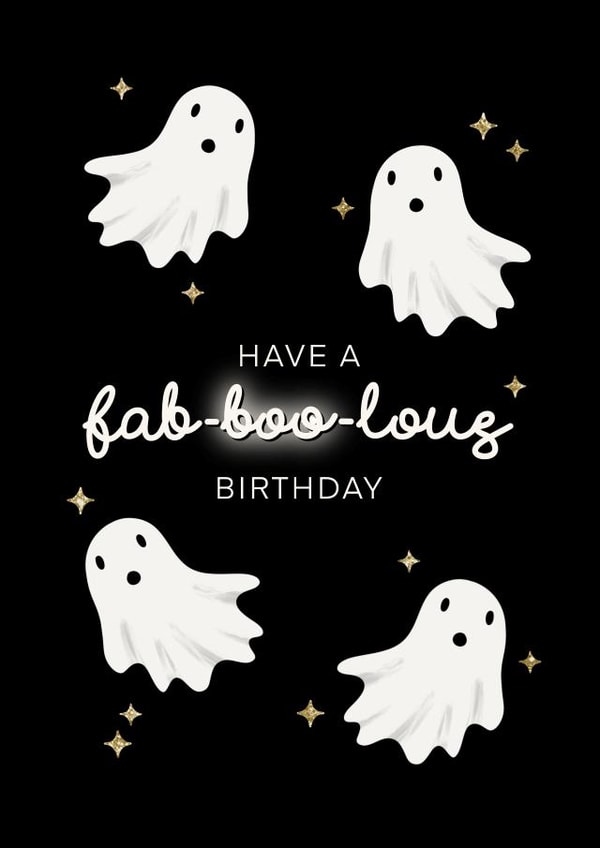 Have A Fab-Boo-Lous Birthday Ghost Halloween Spooky Card created by Dolly’s Doodles
