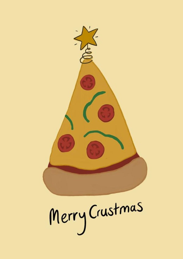 Funny Christmas Card - Pizza Food Pun - Fast food illustration created by Verity sparks