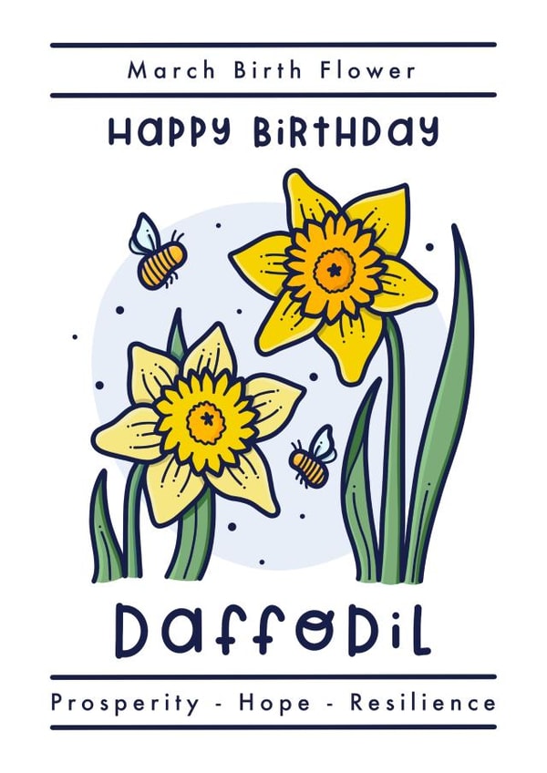 March birth flower happy birthday card - daffodil created by Joanne Hawker
