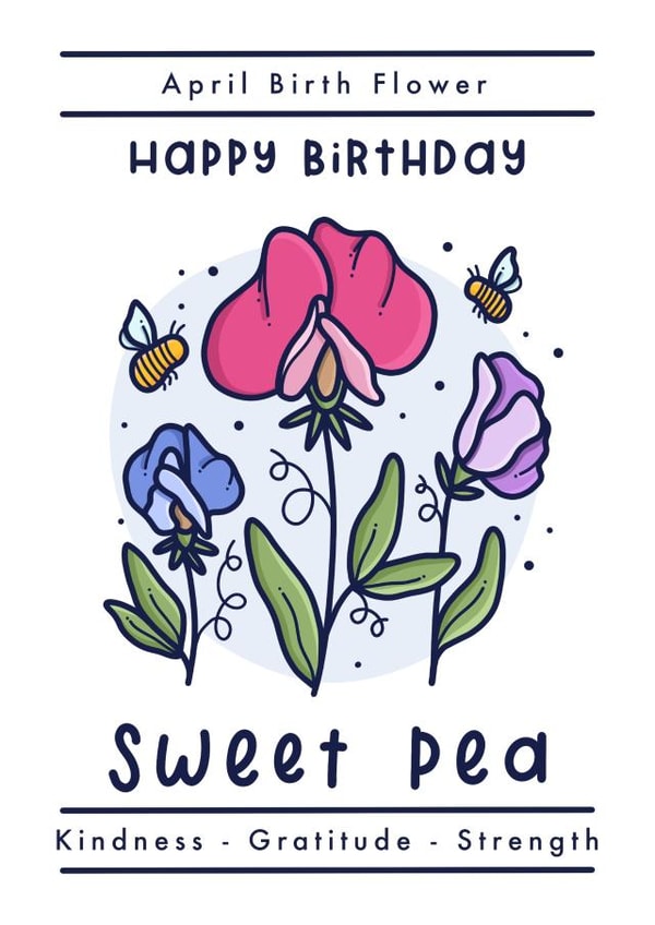 April birth flower happy birthday card - sweet pea created by Joanne Hawker
