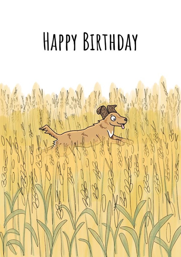 Dog in Field Birthday Card created by Send Salutations