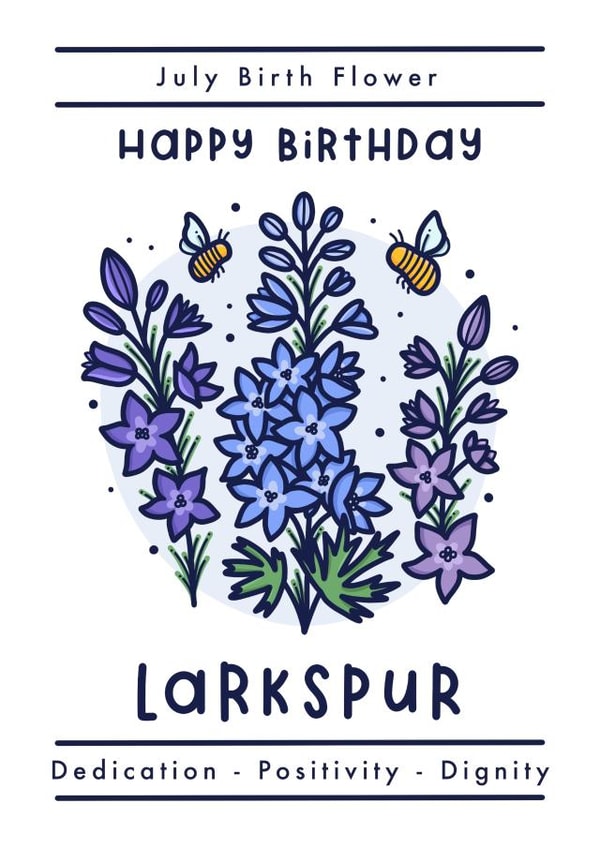 July birth flower happy birthday card - larkspur created by Joanne Hawker