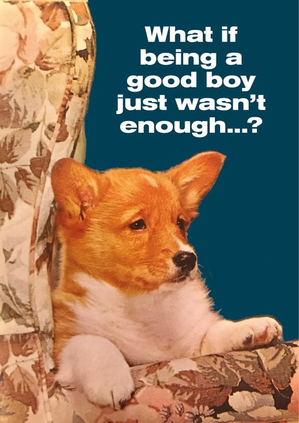 Funny cute puppy dog Good Boy classic vintage card. created by kissmekwik