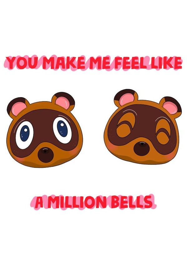 Cute animal crossing card for your significant other created by Stephenie Emily